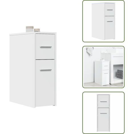 Armadietto da bagno in truciolato - vidaXL Armadietto da Bagno Stretto con Ruote Bianco in Truciolato - Armadietto da bagno bianco