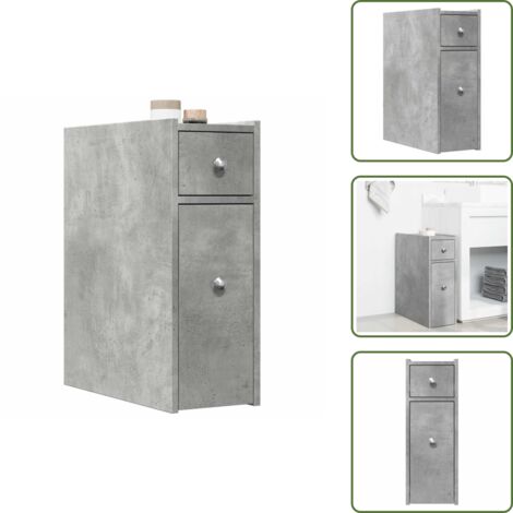 Armadietto da bagno in truciolato - vidaXL Armadietto da Bagno Stretto con Ruote Grigio Cemento Truciolato - Armadietto da bagno grigio cemento
