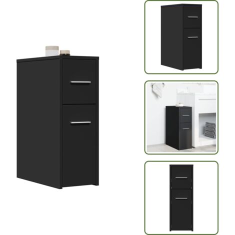 Armadietto da bagno in truciolato - vidaXL Armadietto da Bagno Stretto con Ruote Nero in Truciolato - Armadietto da bagno nero