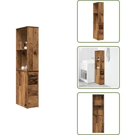 Armadietto da bagno in truciolato - vidaXL Armadietto da Bagno Stretto con Ruote Rovere Antico Truciolato - Armadietto da bagno antico