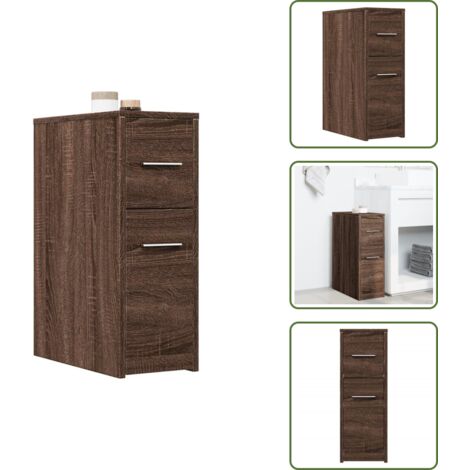 Armadietto da bagno in truciolato - vidaXL Armadietto da Bagno Stretto con Ruote Rovere Marrone Truciolato - Armadietto da bagno marrone