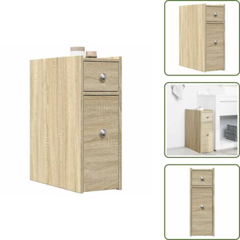 Armadietto da bagno in truciolato - vidaXL Armadietto da Bagno Stretto con Ruote Rovere Sonoma Truciolato - Armadietto da bagno rovere sonoma