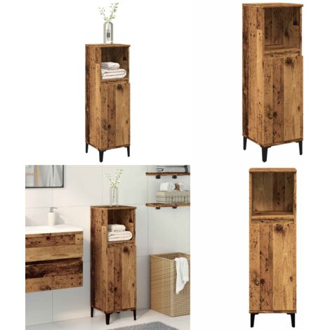 Armadietto da Bagno Legno Antico 30x30x100 cm in Truciolato - Armadietto in truciolato - Armadietto da bagno in legno antico