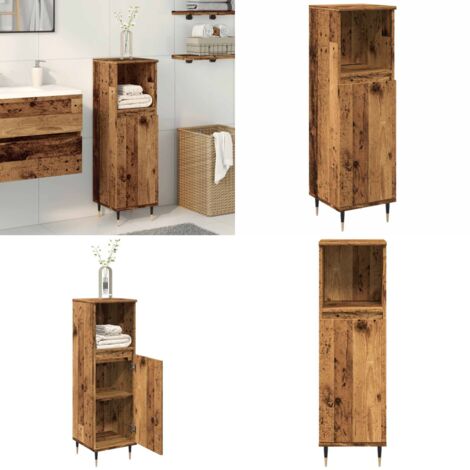Armadietto da Bagno Legno Antico 30x30x100 cm in Truciolato - Mobile da bagno - Truciolato