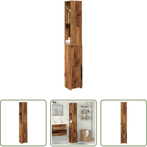 Armadietto da bagno -  Mobile da Bagno Legno Antico 25x25x170 cm in Truciolato