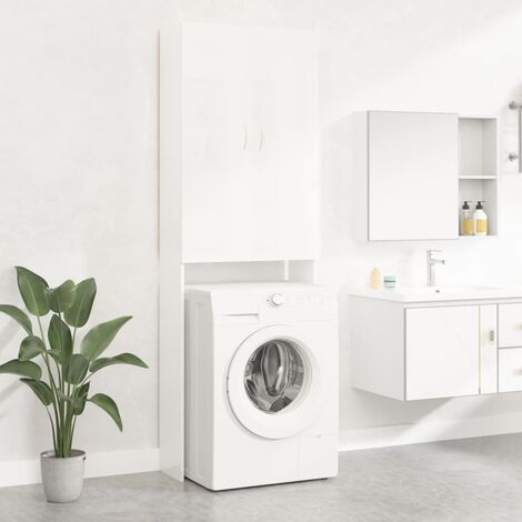 Relaxdays Mobile Lavatrice in Metallo, Scaffale Bagno, Lavanderia, Sopra WC  e Asciugatrice, HLP 173,5x70x51 cm, Argento