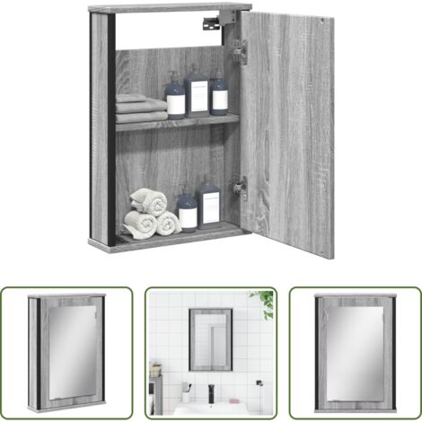 Armadietto da bagno - Mobile Specchio da Bagno Grigio Sonoma 42x12x60 cm Multistrato