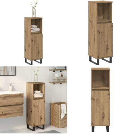 Armadietto da Bagno Rovere Artigianale 30x30x100 cm Truciolato - Mobile da bagno - Truciolato