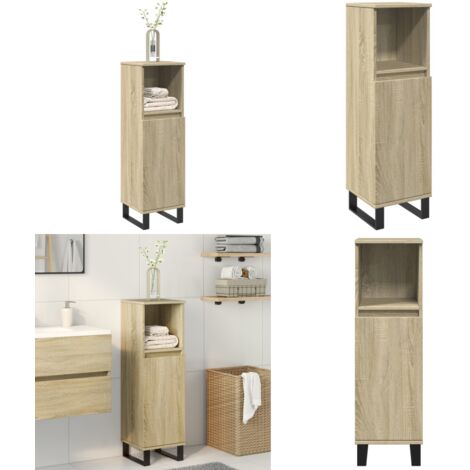 Armadietto da Bagno Rovere Sonoma 30x30x100cm Legno Multistrato - Armadio da bagno - Armadio in legno