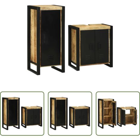 Armadietto da bagno -  Set di mobili per il bagno 2 pcs Legno di Mango Massello