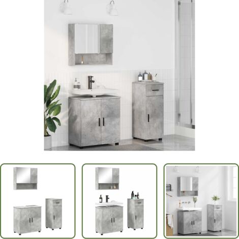 Armadietto da bagno -  Set di mobili per il bagno con cassetto 3 pcs Grigio cemento