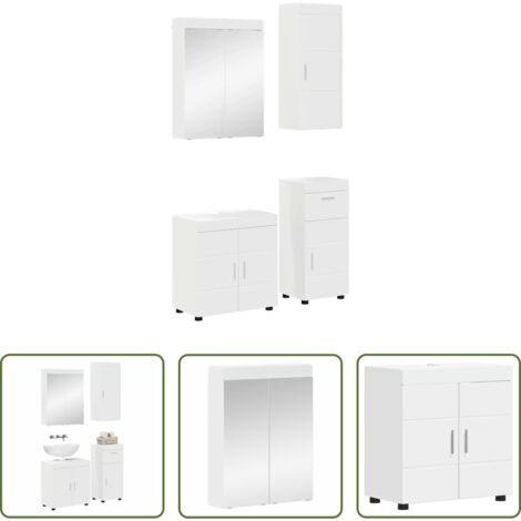Armadietto da bagno -  Set di mobili per il bagno TULUM Bianco Legno multistrato