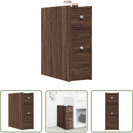 Armadietto da bagno stretto -  Armadietto da Bagno Stretto con Ruote Rovere Marrone Truciolato