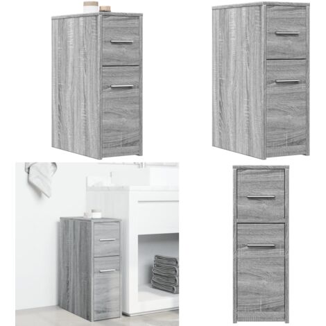 Armadietto da Bagno Stretto con Ruote Grigio Sonoma Truciolato - Armadietto da bagno con ruote - Armadietto da bagno stretto