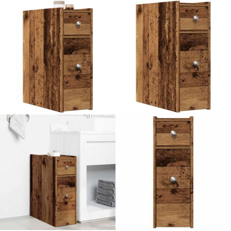Armadietto da Bagno Stretto con Ruote Rovere Antico Truciolato - Armadietto da bagno stretto - Armadietto da bagno con ruote