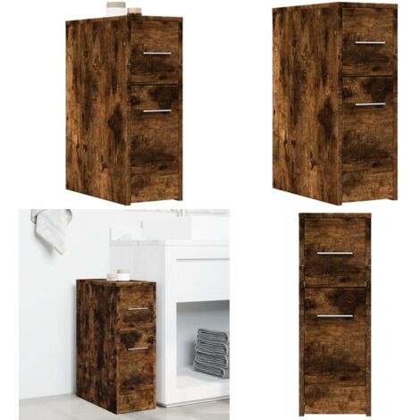 Armadietto da Bagno Stretto con Ruote Rovere Fumo in Truciolato - Armadietto da bagno con ruote - Armadietto da bagno in truciolato
