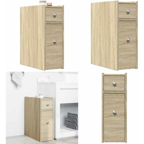 Armadietto da Bagno Stretto con Ruote Rovere Sonoma Truciolato - Armadietto da bagno con ruote - Armadietto da bagno stretto