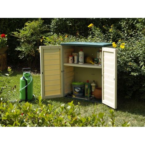 Armadietto da Esterno in Resina Verde/Beige con 1 Mensola Magnolia 75X50X91.6Cm