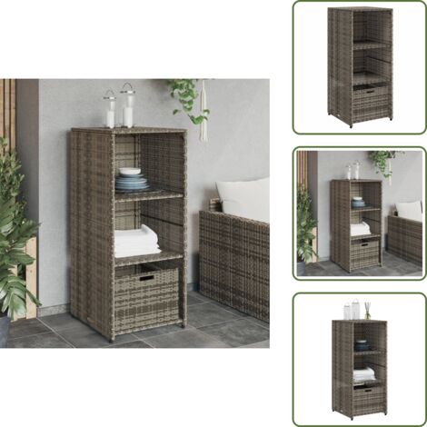 Armadietto da esterno - vidaXL Armadietto Portaoggetti Giardino Grigio 50x55x115cm Polyrattan - Armadietto in rattan