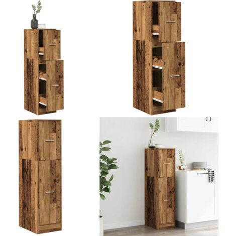Armadietto da Farmacia Legno Vecchio 30x41x118 cm in Truciolato - Credenza da farmacia - Mobile da farmacia
