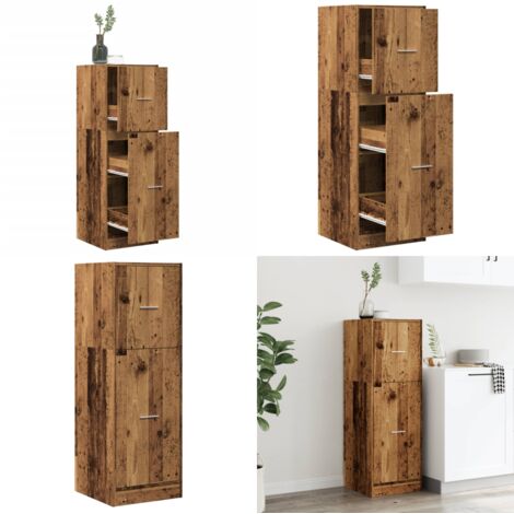 Armadietto da Farmacia Legno Vecchio 40x41x118 cm in Truciolato - Credenza da farmacia - Armadietto in legno