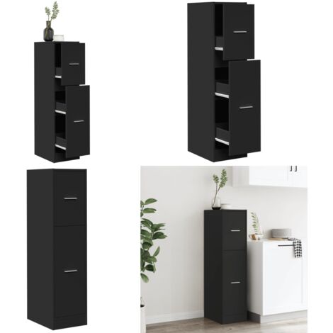 Armadietto da Farmacia Nero 30x41x118 cm in Truciolato - Credenza da farmacia - Armadietto in truciolato