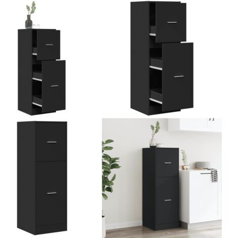 Armadietto da Farmacia Nero 40x41x118 cm in Truciolato - Credenza da farmacia - Armadietto in truciolato