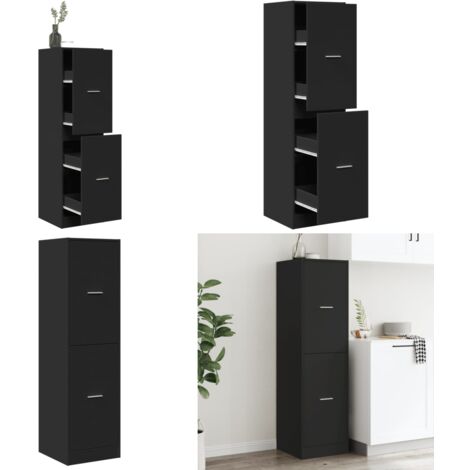Armadietto da Farmacia Nero 40x41x144,5 cm in Truciolato - Credenza da farmacia - Credenza in truciolato