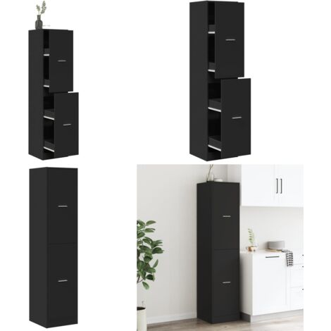 Armadietto da Farmacia Nero 40x41x174,5 cm in Truciolato - Credenza da farmacia - Armadietto in truciolato