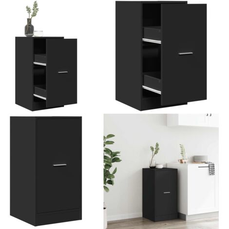 Armadietto da Farmacia Nero 40x41x77,5 cm in Truciolato - Credenza da farmacia - Armadietto in truciolato