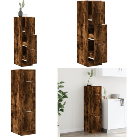 Armadietto da Farmacia Rovere Fumo 30x41x118 cm in Truciolato - Credenza da farmacia - Mobile da farmacia