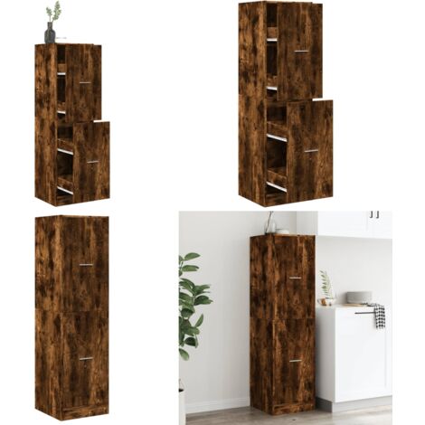 Armadietto da Farmacia Rovere Fumo 40x41x144,5 cm in Truciolato - Credenza da farmacia - Credenza in truciolato