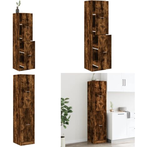 Armadietto da Farmacia Rovere Fumo 40x41x174,5 cm in Truciolato - Credenza da farmacia - Armadietto in truciolato