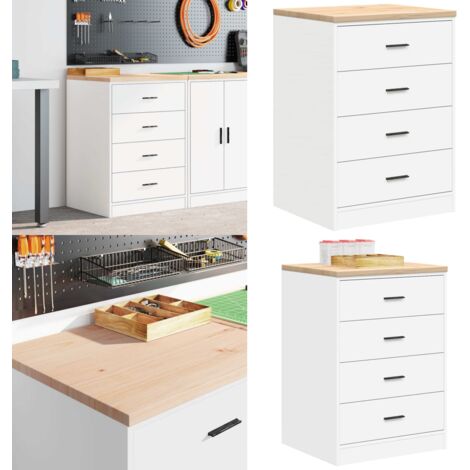 Armadietto da Garage Bianco 60x51x85 cm Legno Massello di Pino - Armadio da garage - Armadio per attrezzi