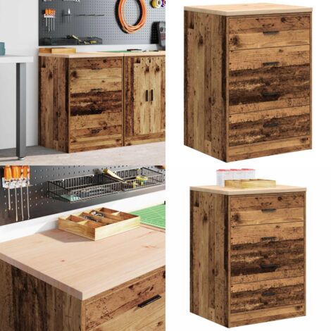 Armadietto da Garage in Legno Vecchio 60x51x85 cm - Armadio per attrezzi - Armadio in legno