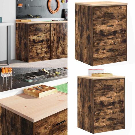 Armadietto da Garage in Rovere Affumicato 60x51x85 cm - Armadio per attrezzi - Armadio in legno