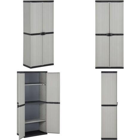 Armadietto da Giardino con 3 Ripiani Grigio e Nero 68x40x168 cm - Armadio da balcone - Armadio esterno