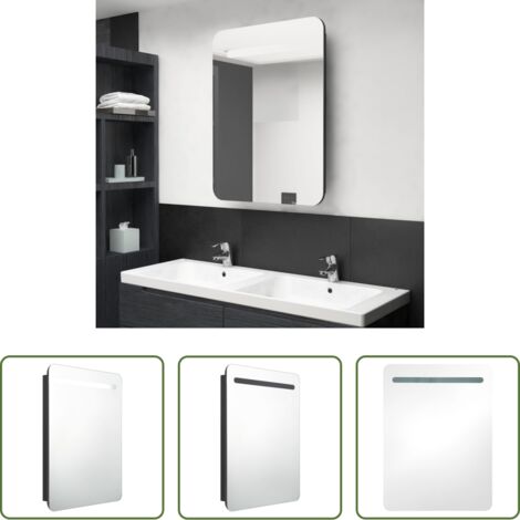 Armadietto da parete -  Armadietto a Specchio con LED Nero 60x11x80 cm in MDF