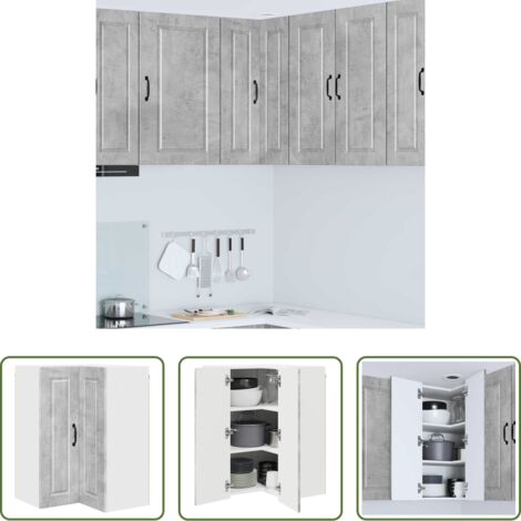 Armadietto da parete -  Mobile da cucina con lo scaffale Grigio cemento 57 x 57 x 80 cm