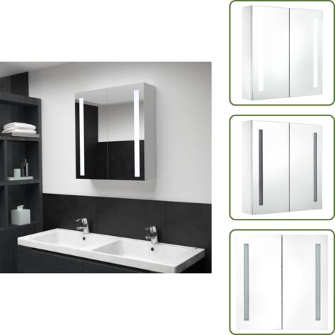 Armadietto da parete - vidaXL Armadietto Bagno con Specchio e LED 60x14x62 cm - Armadietto con luce