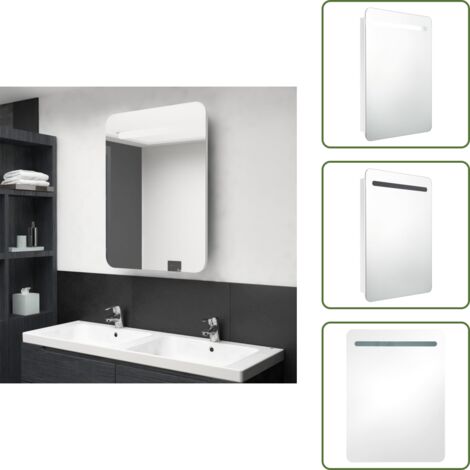 Armadietto da parete - vidaXL Armadietto Bagno con Specchio e LED Bianco Lucido 60x11x80 cm - Armadietto con luce soffusa