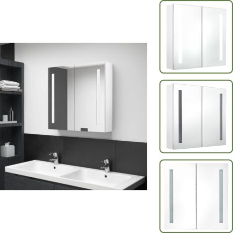 Armadietto da parete - vidaXL Armadietto Bagno con Specchio e LED Bianco Lucido 62x14x60 cm - Armadietto con luce soffusa