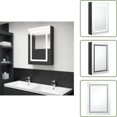 Armadietto da parete - vidaXL Armadietto Bagno con Specchio e LED Nero Lucido 50x13x70 cm - Armadietto per toeletta