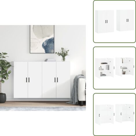 Armadietto da parete - vidaXL Mobili a Parete 2 pz Bianchi 69,5x34x90 cm - Armadio da parete