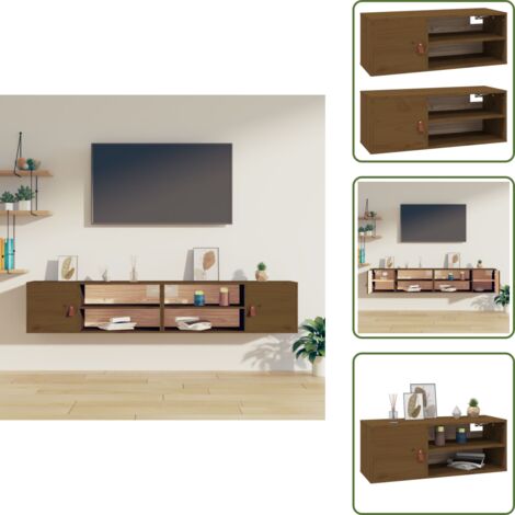 Armadietto da parete - vidaXL Pensili 2 pz Marrone ambra 80x30x30cm in Legno Massello di Pino - Armadietto in legno