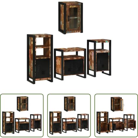 Armadietto da terra -  Set di mobili per il bagno 4 pcs Legno massello riciclato