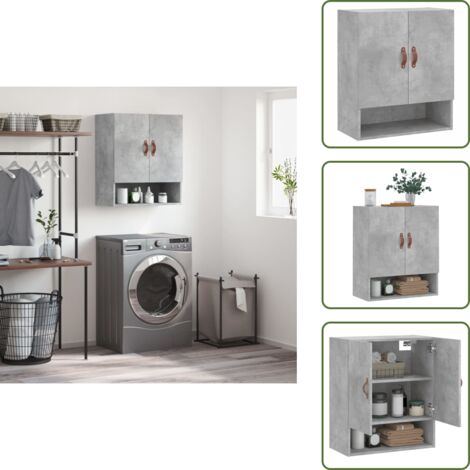 Armadietto decorativo - vidaXL Armadietto a Muro Grigio Cemento 60x31x70 cm Legno Multistrato - Armadietto per oggetti