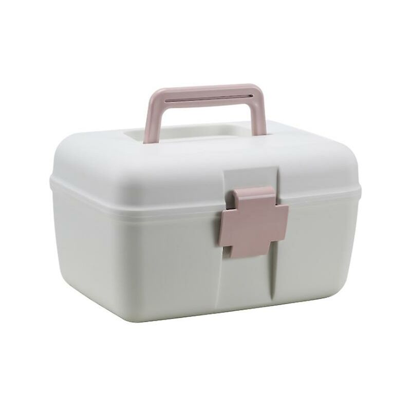 Image of Armadietto dei medicinali multifunzionale casa portatile portatile medicina doppia scatola di immagazzinaggio rosa 24,5x18,5x14,5 cm