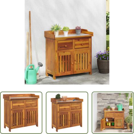 Armadietto esterno -  Mobiletto da Giardino con cassetto Naturale 78 x 36,5 x 78cm