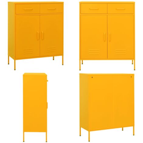 Armadietto Giallo Senape 80x35x101,5 cm in Acciaio - Armadio giallo senape - Armadio con cassetti